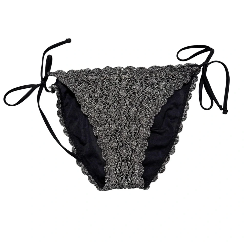 BECCA Metallic Crochet Bikini Bottom And Skirt